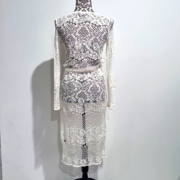 💥 3 for $20Sportsgirl, off-white lace/embroidered long dress, no lining, size S - Picture 7 of 9